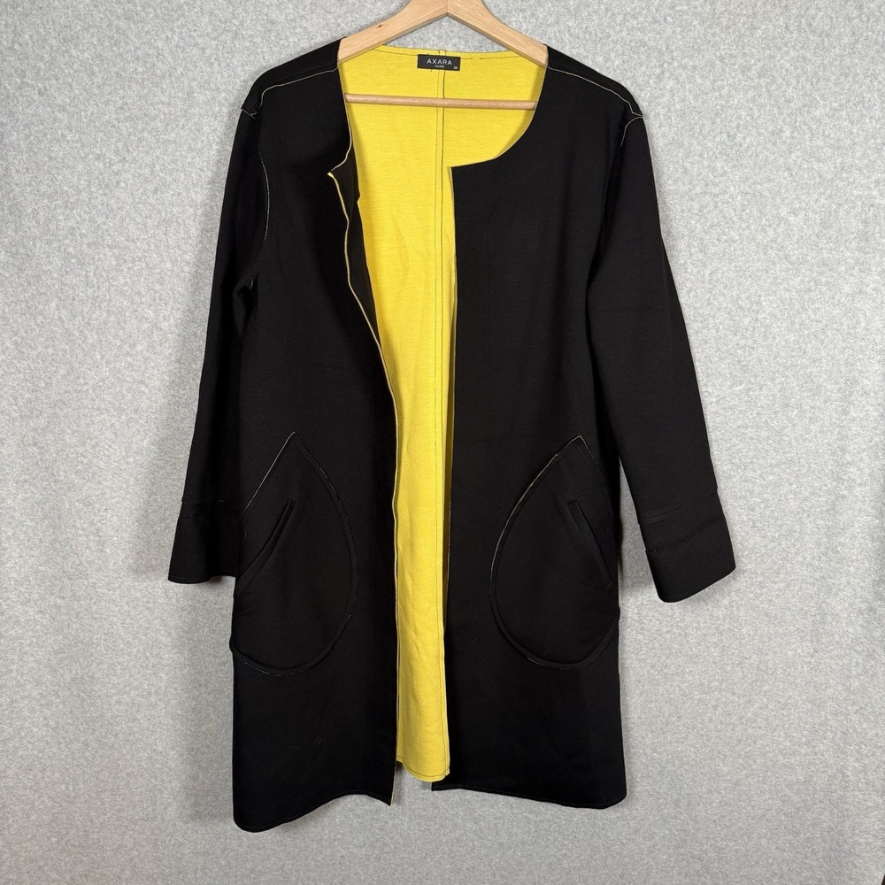 Axara paris cardigan womens 36 US medium black lagenlook yellow jacket